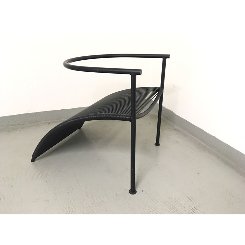 Vintage Pat Conley chair by Philippe Starck for XO in black steel 1980