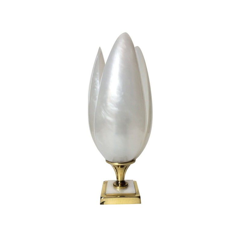 Lámpara vintage Tulip en policarbonato blanco de Laurent Rougier, 1970
