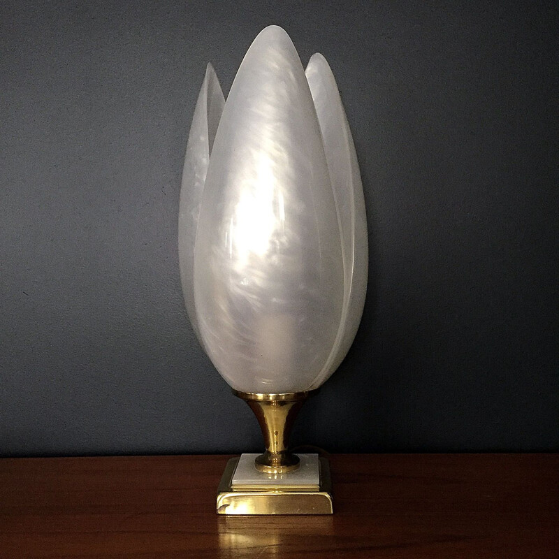 Lampe vintage Tulipe en polycarbonate blanc par Laurent Rougier, 1970
