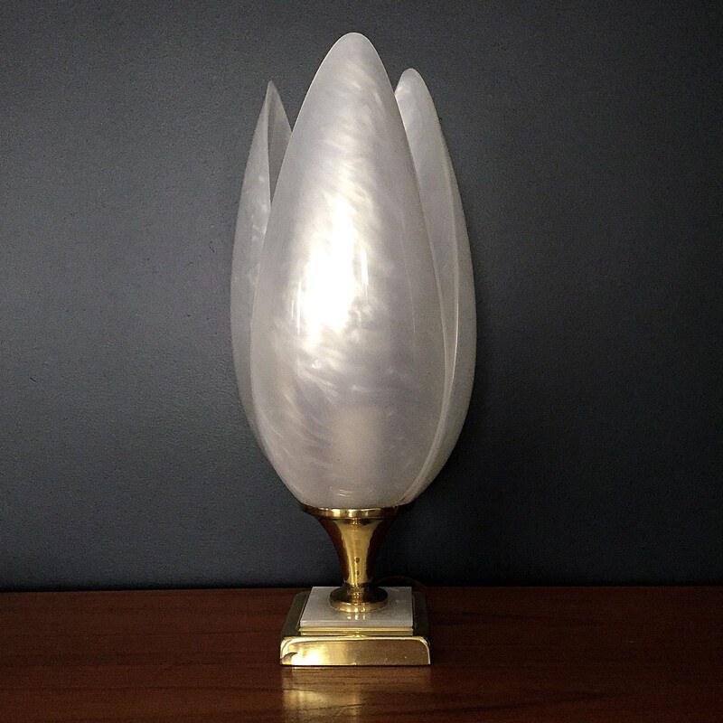 Vintage Tulip lamp in wit polycarbonaat van Laurent Rougier, 1970