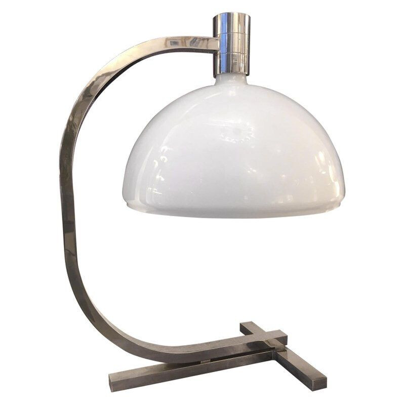 Vintage Italian Amas lamp by Albini Helg and Piva in glass and steel