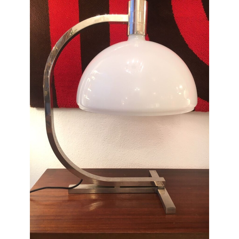 Vintage Italian Amas lamp by Albini Helg and Piva in glass and steel