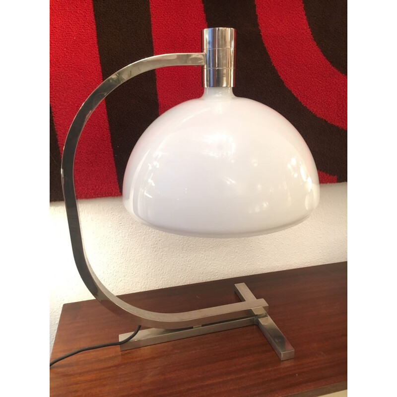 Vintage Italian Amas lamp by Albini Helg and Piva in glass and steel