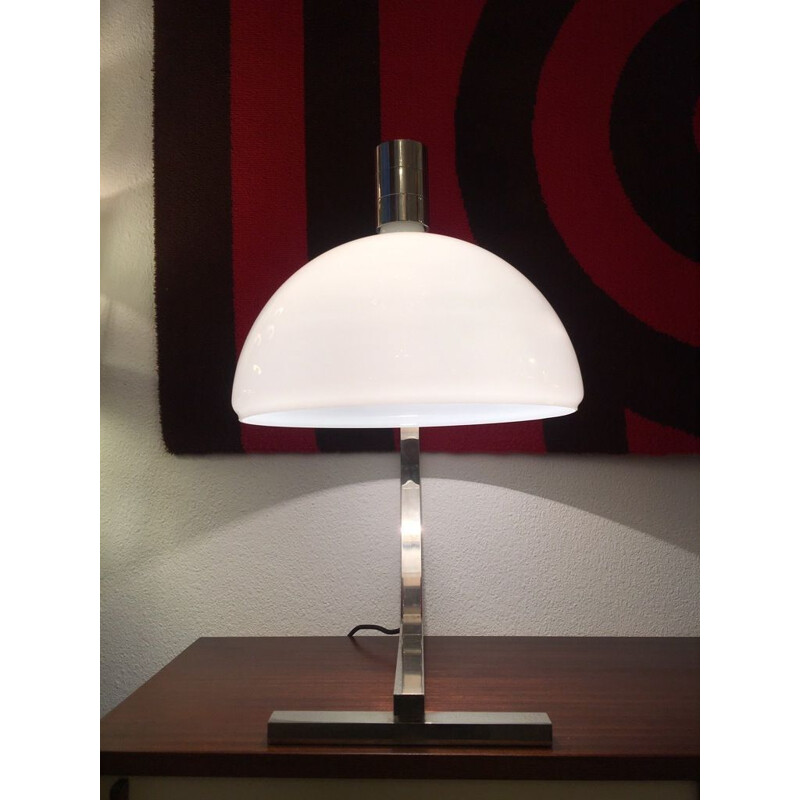 Vintage Italian Amas lamp by Albini Helg and Piva in glass and steel