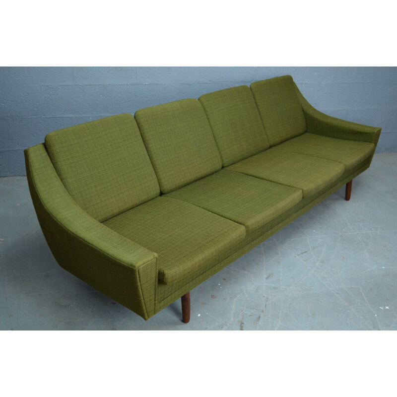 Vintage danish sofa in green fabric and rosewood 1960