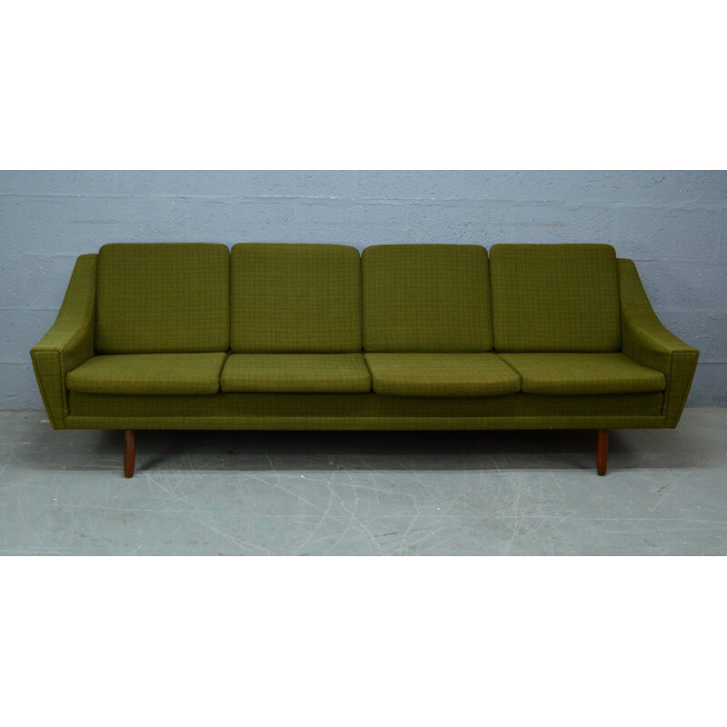 Vintage danish sofa in green fabric and rosewood 1960