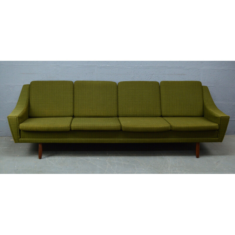 Vintage danish sofa in green fabric and rosewood 1960