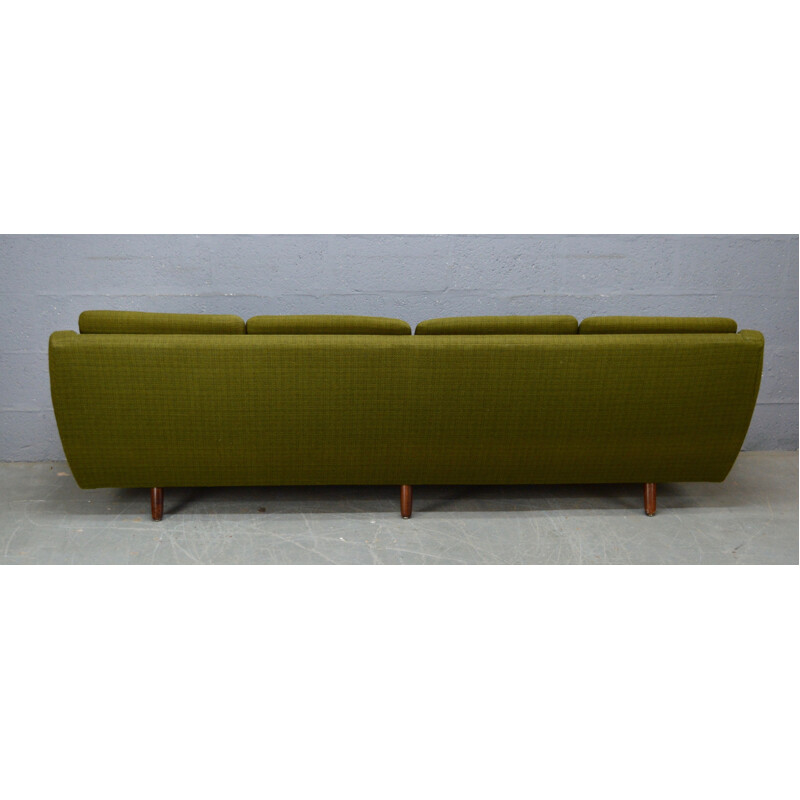 Vintage danish sofa in green fabric and rosewood 1960