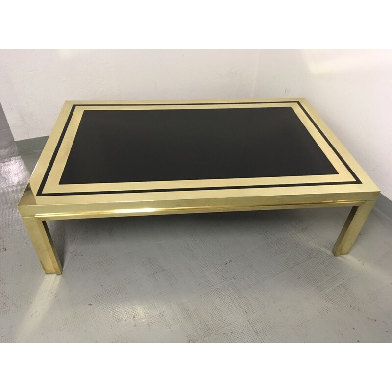 Vintage italian coffee table for Liwan's in brass and glass 1970