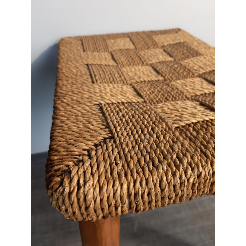 Pair of vintage wooden and rope stools 1960