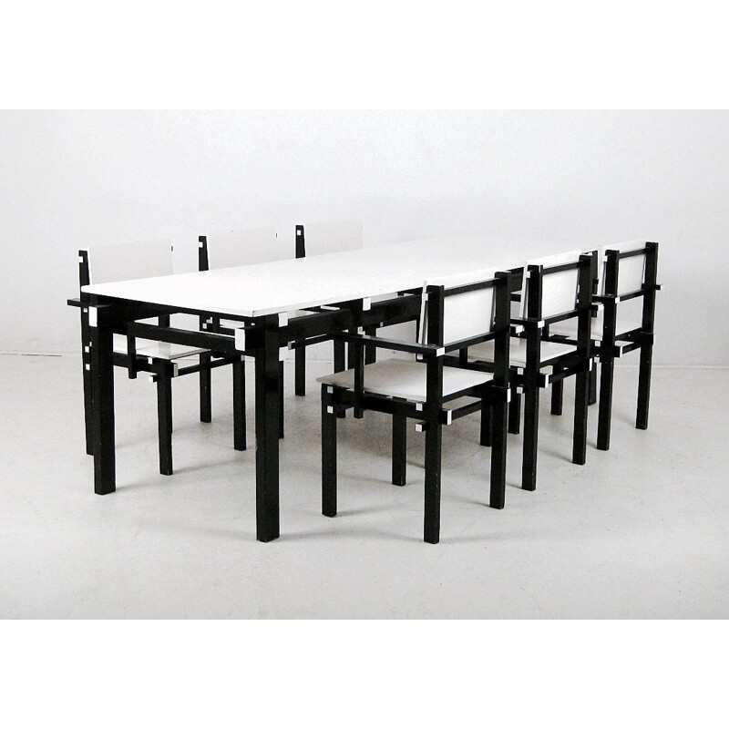 Vintage set of its dining table and its 6 dining chairs,1960