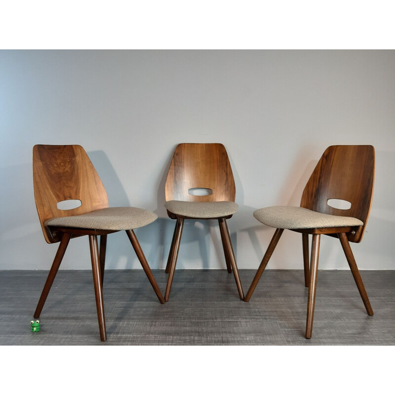  8 chaises à repas vintage en Noyer par Frantisek Jirak pour TATRA,1960