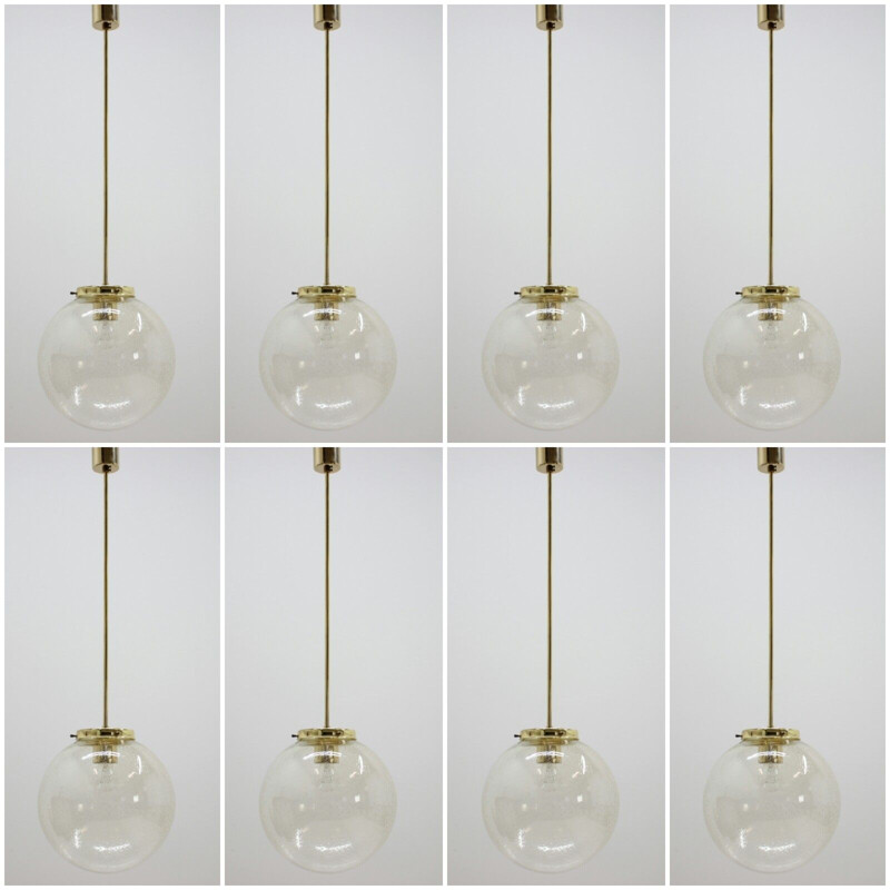 Set of 6 vintage pendant light in brass,1980