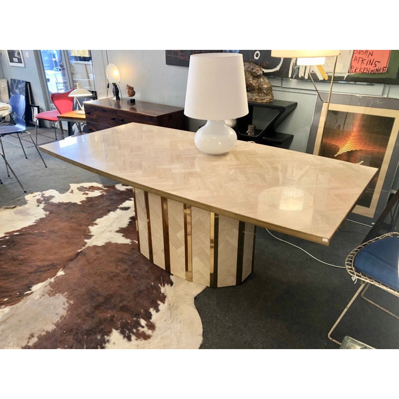 Large Italian vintage travertine dining table,1970