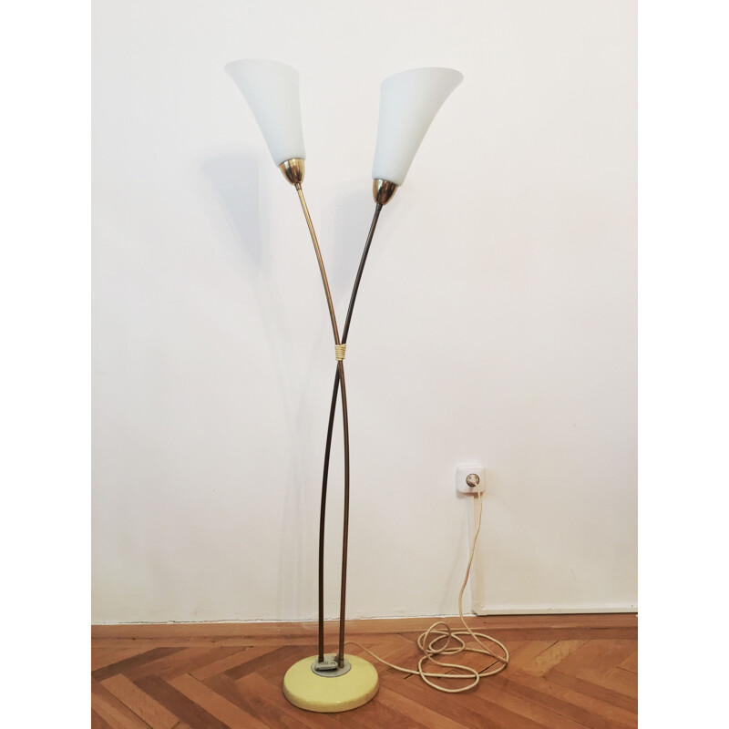 Lampadaire vintage "fleur" en blanc par Zukov, Tchécoslovaquie 1960