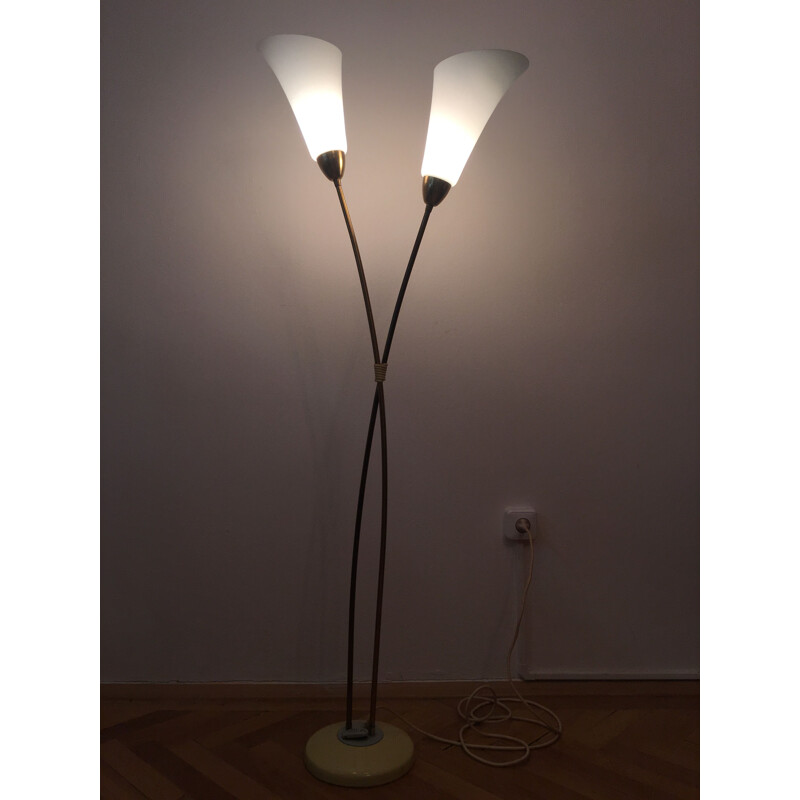 Vintage floor lamp "flower" in white by Zukov, Czechoslovakia 1960