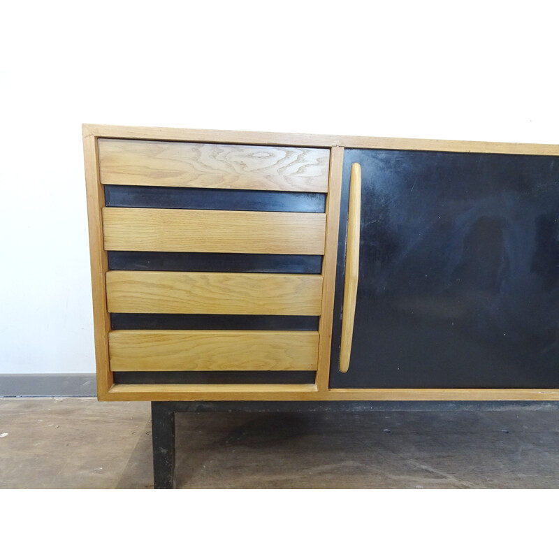 Vintage ash veneer sideboard by Charlotte Perriand,1950