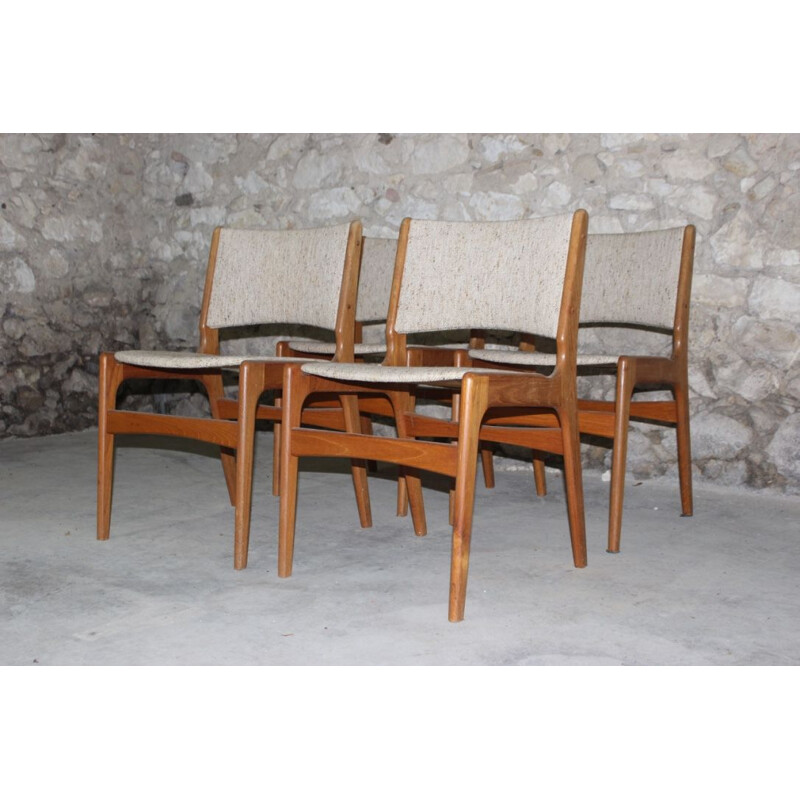 Ensemble de 4 chaises scandinave à repas en teck modèle 89 par Erik Buch pour Anderstrup Mobelfabrik, 1960