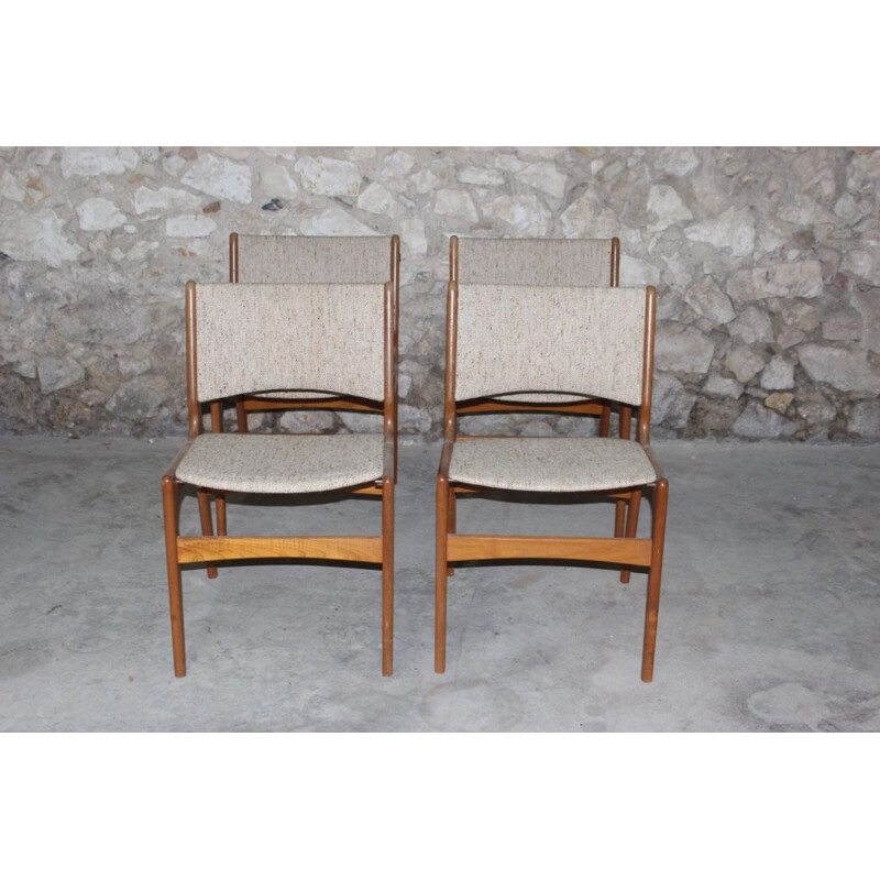 Set of 4 Scandinavian teak dining chairs model 89 by Erik Buch for Anderstrup Mobelfabrik,1960