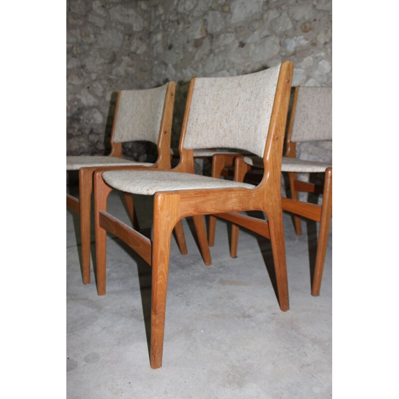 Set of 4 Scandinavian teak dining chairs model 89 by Erik Buch for Anderstrup Mobelfabrik,1960