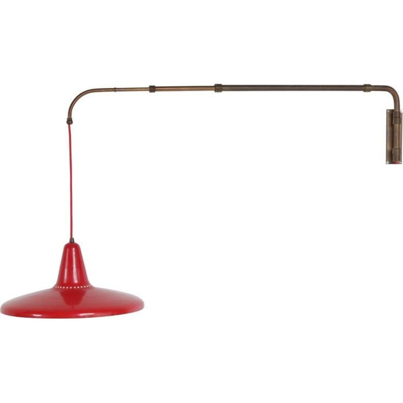 Vintage Wall Lamp Extendable Red, Italy 1950s