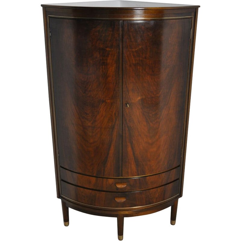 Armoire vintage d'angle en acajou, Danemark années 1960