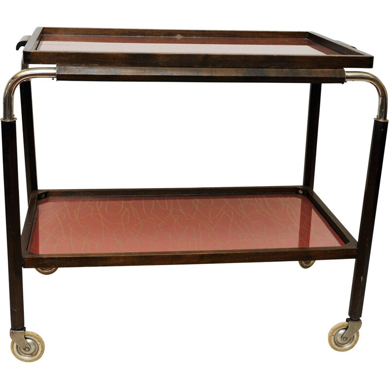 Vintage scandinavian trolley with red trays 1930