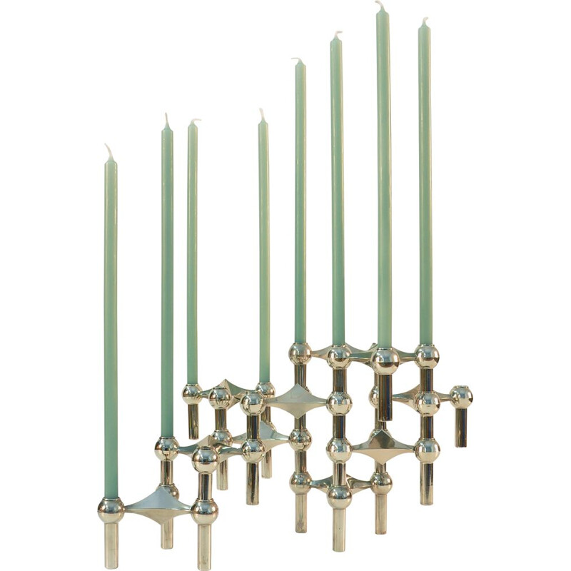 Set of 10 Nagel candlesticks in chromed metal