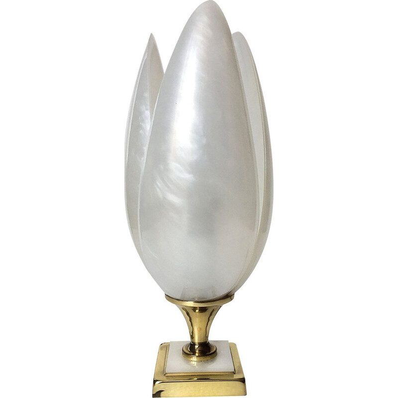 Lampe vintage Tulipe en polycarbonate blanc par Laurent Rougier, 1970