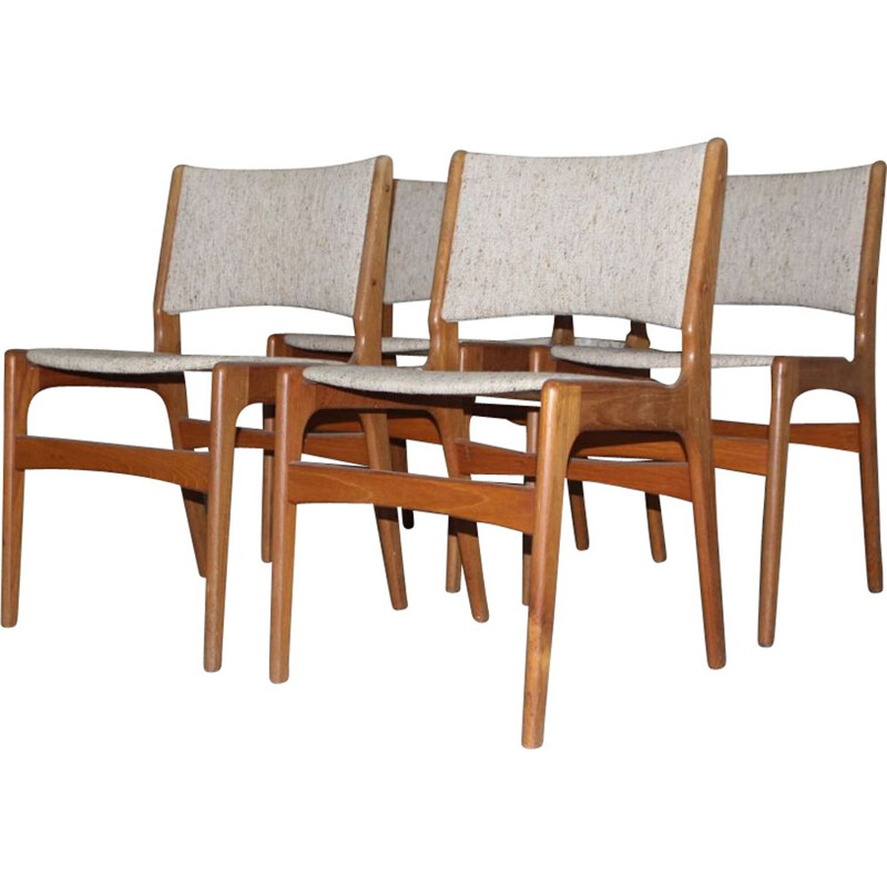 Ensemble de 4 chaises scandinave à repas en teck modèle 89 par Erik Buch pour Anderstrup Mobelfabrik, 1960