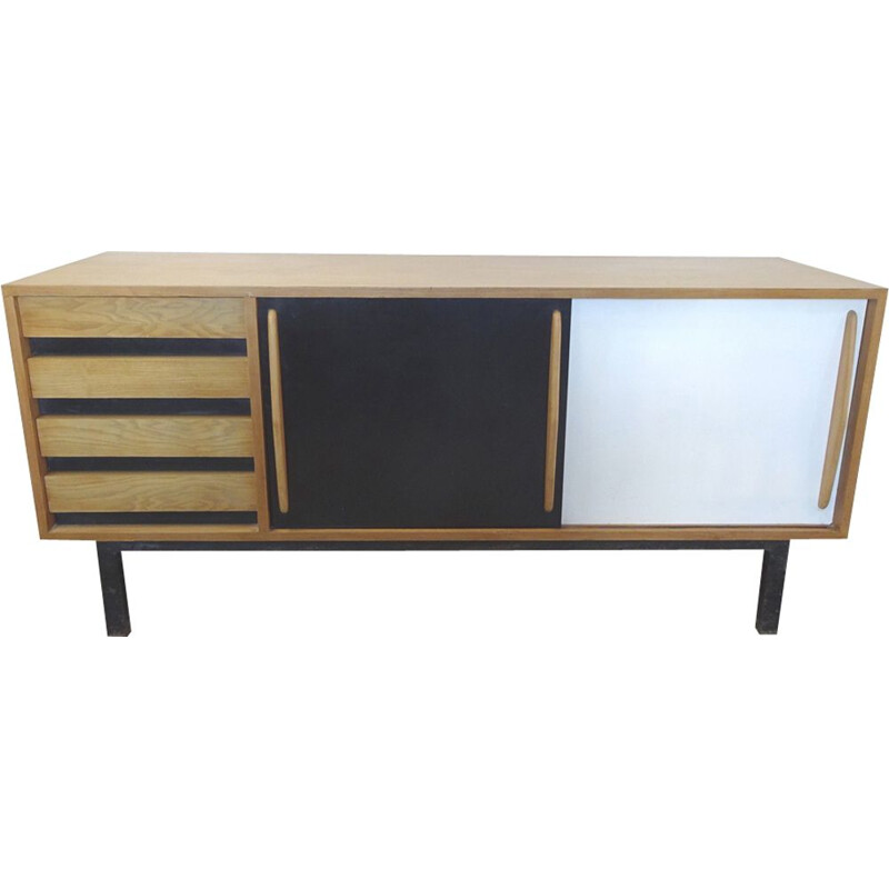 Vintage ash veneer sideboard by Charlotte Perriand,1950