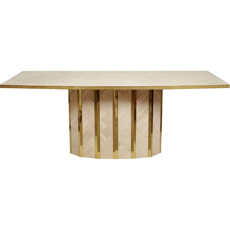 Large Italian vintage travertine dining table,1970