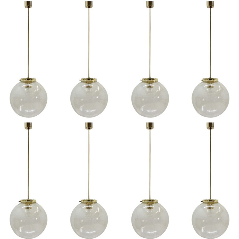 Set of 6 vintage pendant light in brass,1980