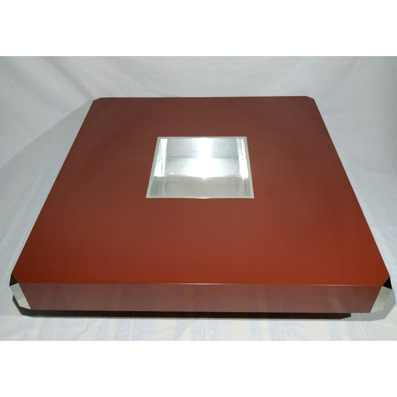Vintage Alveo coffee table for Mario Sabot in red melamine 1970