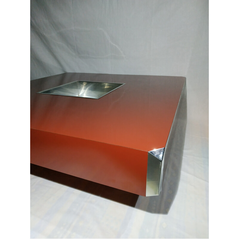Vintage Alveo coffee table for Mario Sabot in red melamine 1970