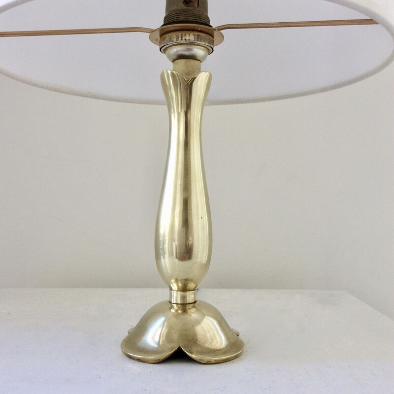 Lampe vintage de Raoul Scarpa en bronze laiton et tissu 1950