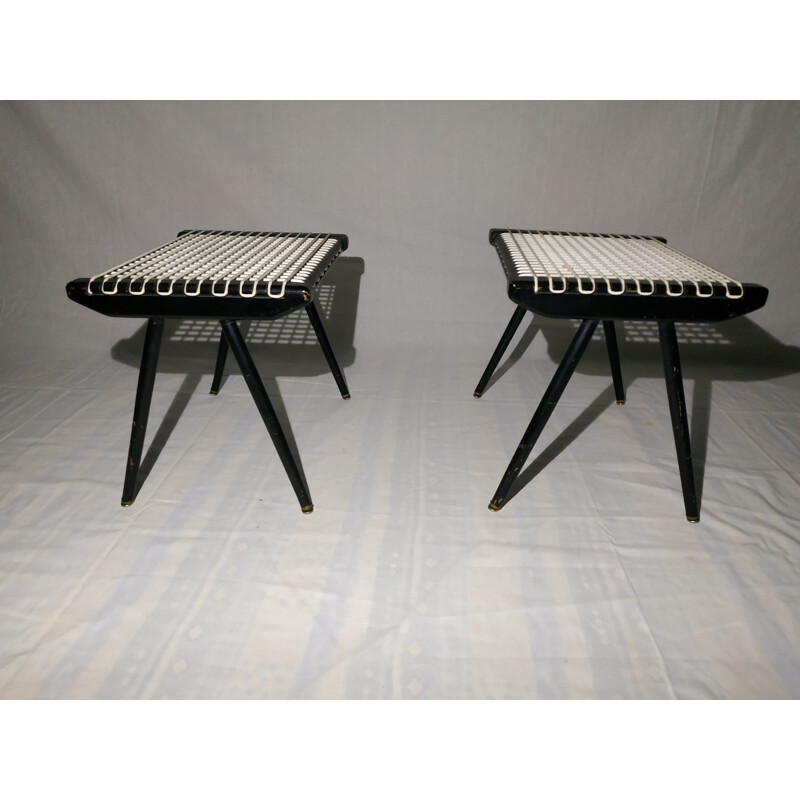 Pair of vintage stools for Pradera in wood 1960