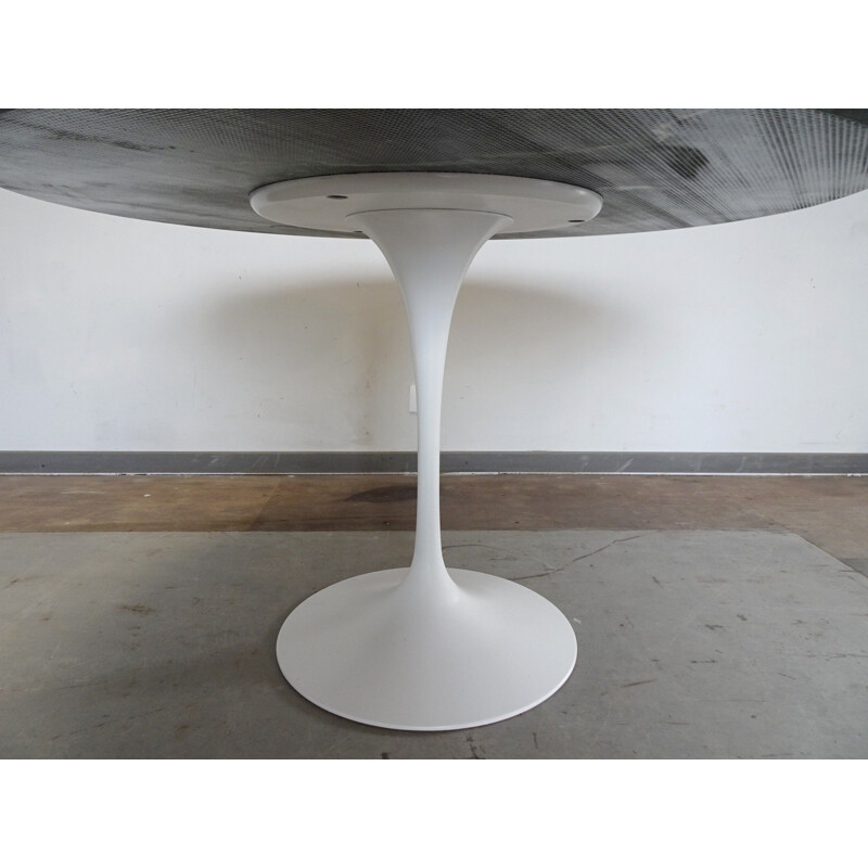 Vintage Tulip table for Knoll in green marble and white metal