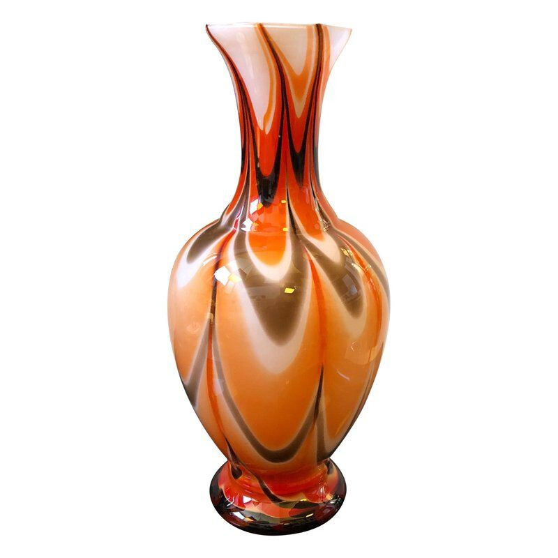 Vase vintage italien de Opaline Florence orange en opaline 1970