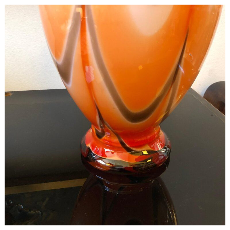 Vase vintage italien de Opaline Florence orange en opaline 1970