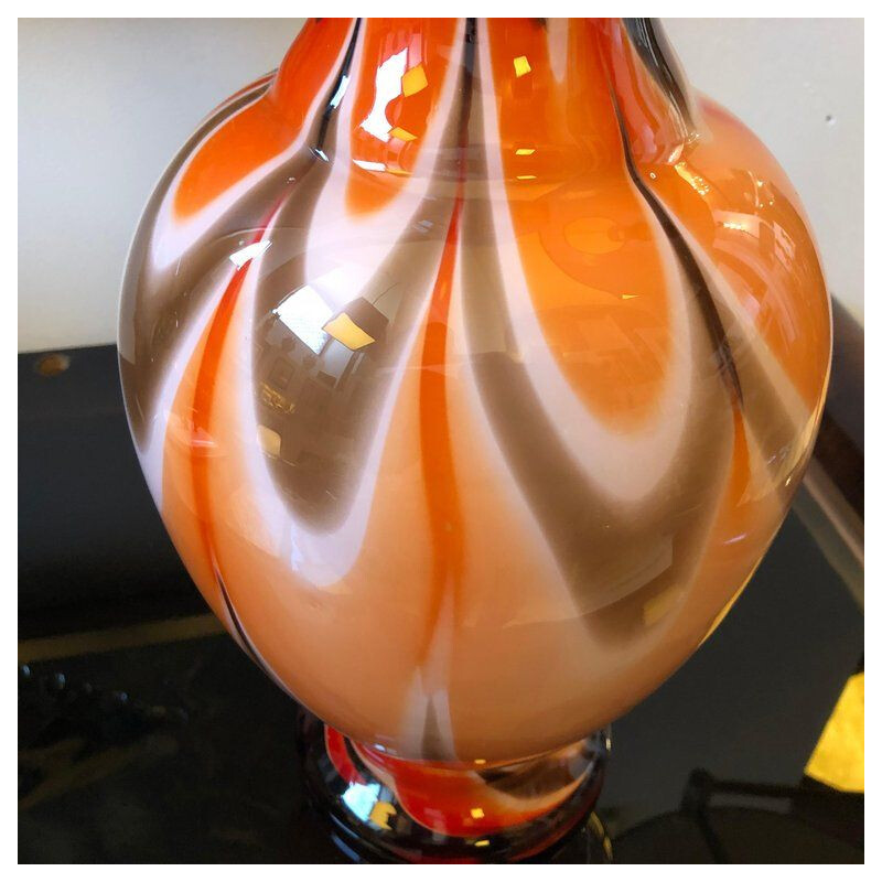 Vintage italian orange vase in opaline by Opaline Florence 1970