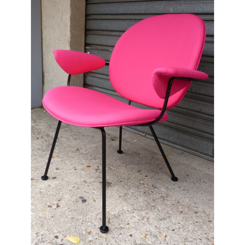 Pair of pink Kembo armchairs, H.W. GISPEN - 1955