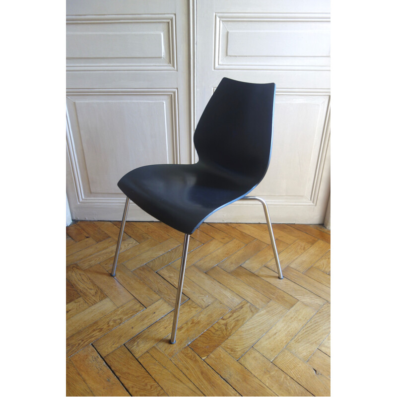 Vintage Maui chair for Kartell in chromed steel and black polypropylene 1990