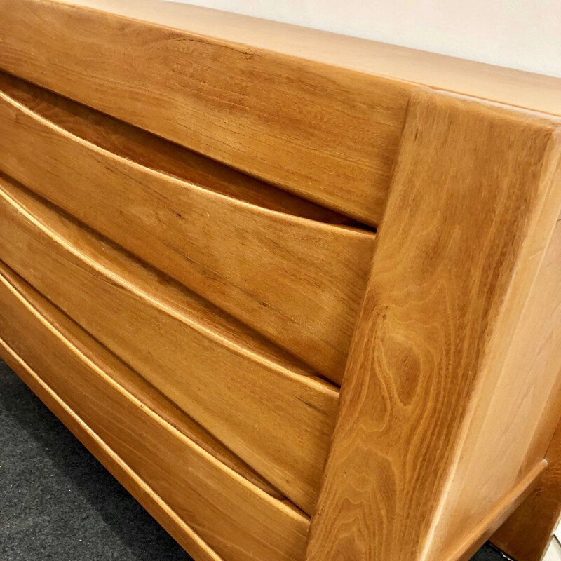 French vintage chest of drawers in solid elm 1970 