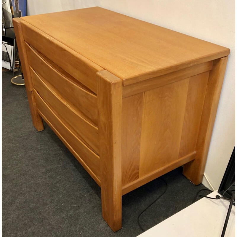 French vintage chest of drawers in solid elm 1970 