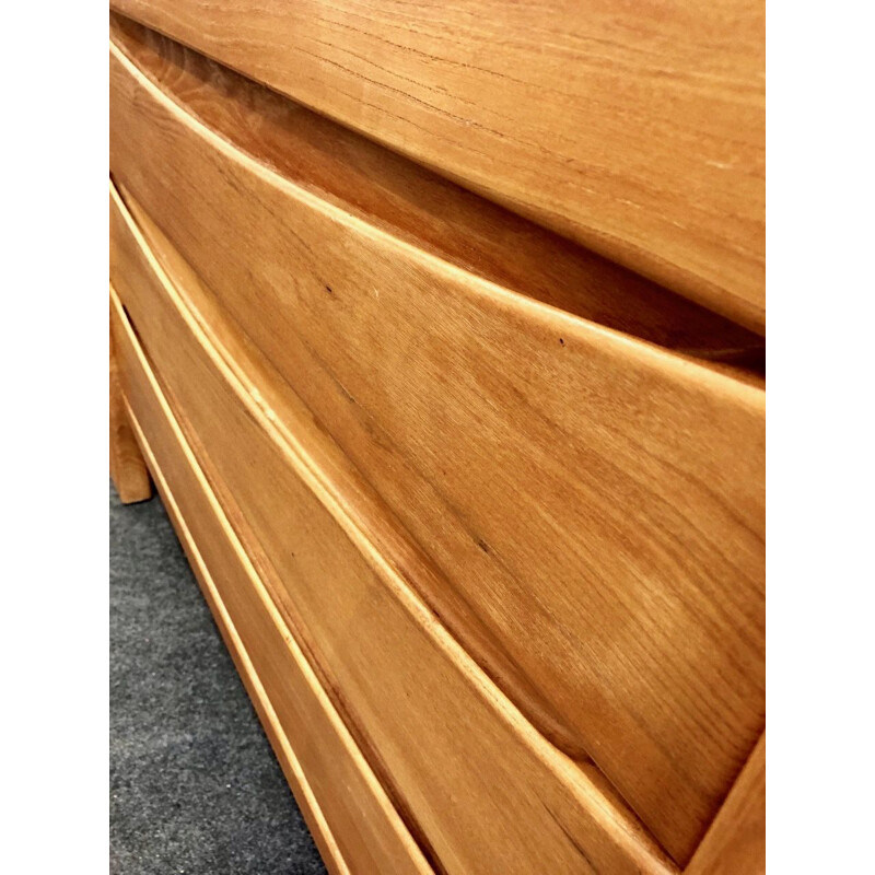 French vintage chest of drawers in solid elm 1970 