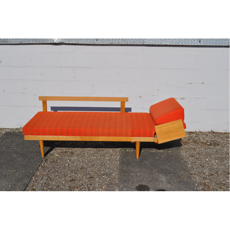 Vintage orange sofa for Swane in wood and brass 1960