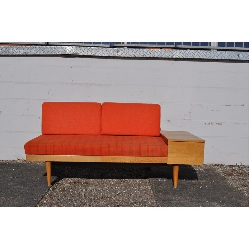 Vintage orange sofa for Swane in wood and brass 1960