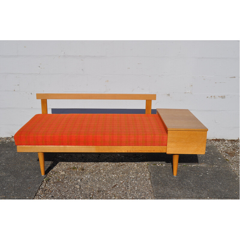 Vintage orange sofa for Swane in wood and brass 1960