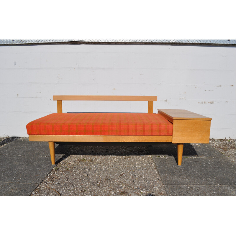 Vintage orange sofa for Swane in wood and brass 1960
